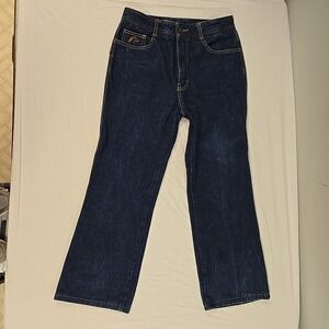 Vintage JORDACHE Jeans Size 31 (W 28 X I 26) Dark Denim Horse 1980's Wide Leg